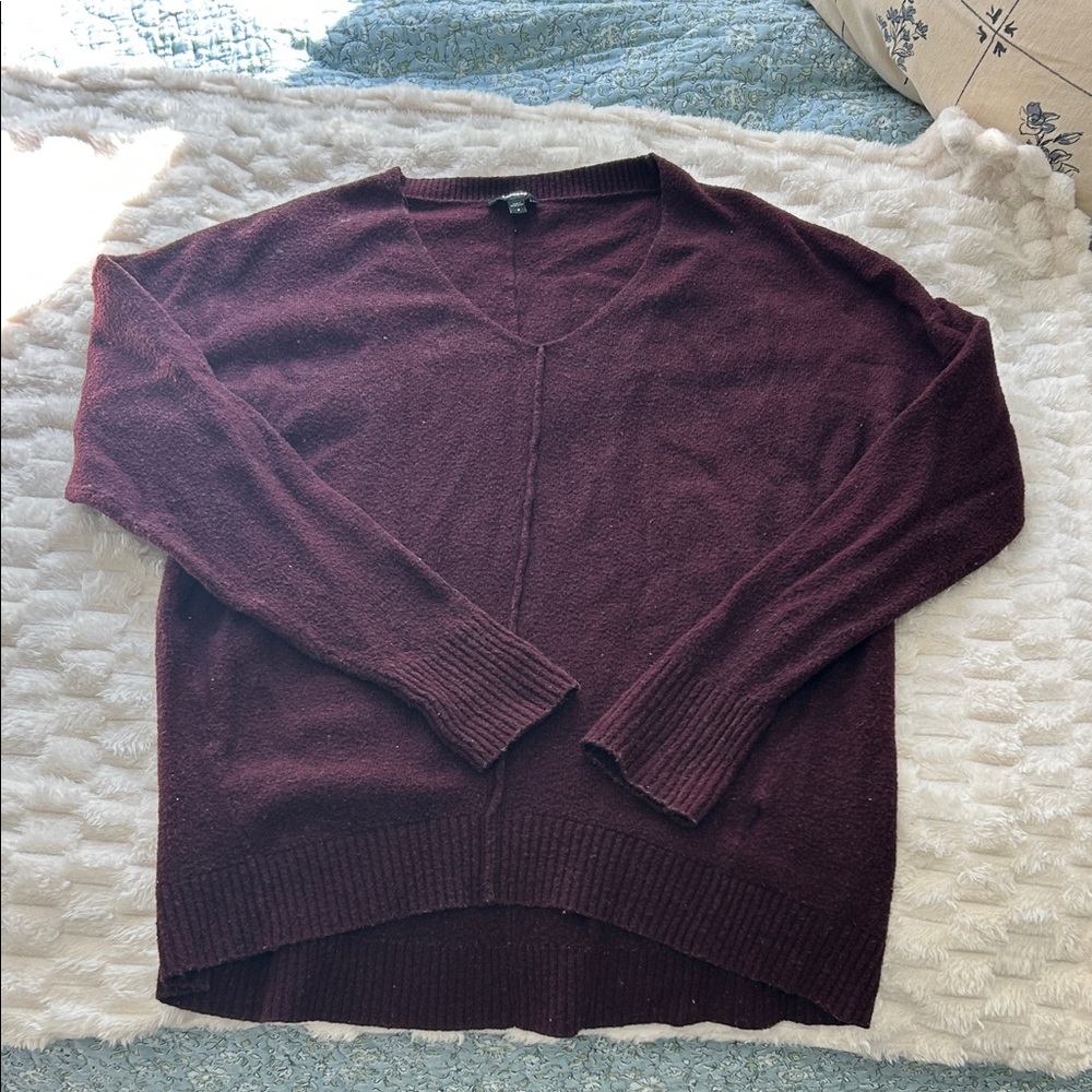 V-Neck Women's Sweater - Burgundy
